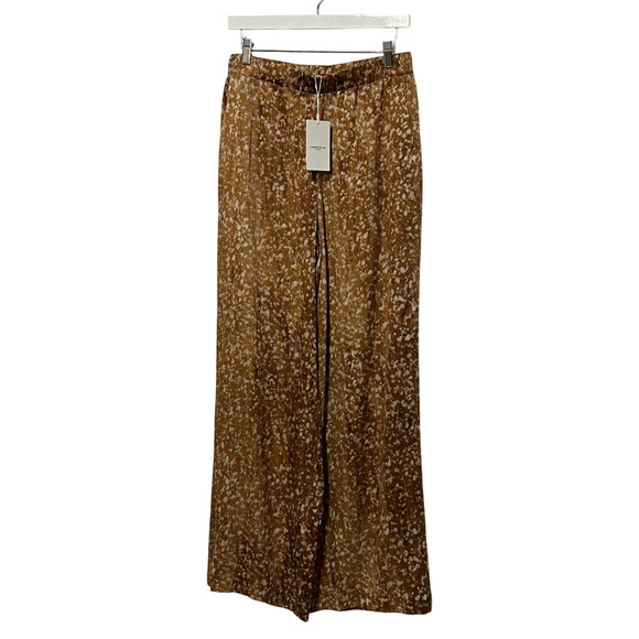 LAFAYETTE 148 WOMENS MEDIUM SILK FLOATING LEAVES RIVERSIDE STRETCH PANTS CAMEL - Picture 7 of 14